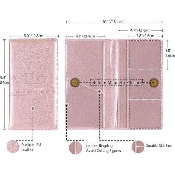 Car registration and insurance card holder vehicle document organizer glove box - Picture 3 of 7